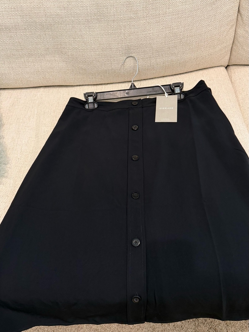 NWT Everlane Black Button-Front A-Line Midi Skirt Size 14
